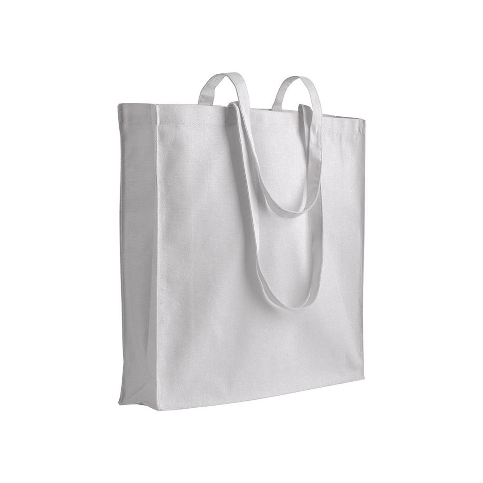 Shopper con soffietto in canvas 280 g/m2, manici lunghi Shopper con soffietto in canvas 280 g/m2, manici lunghi